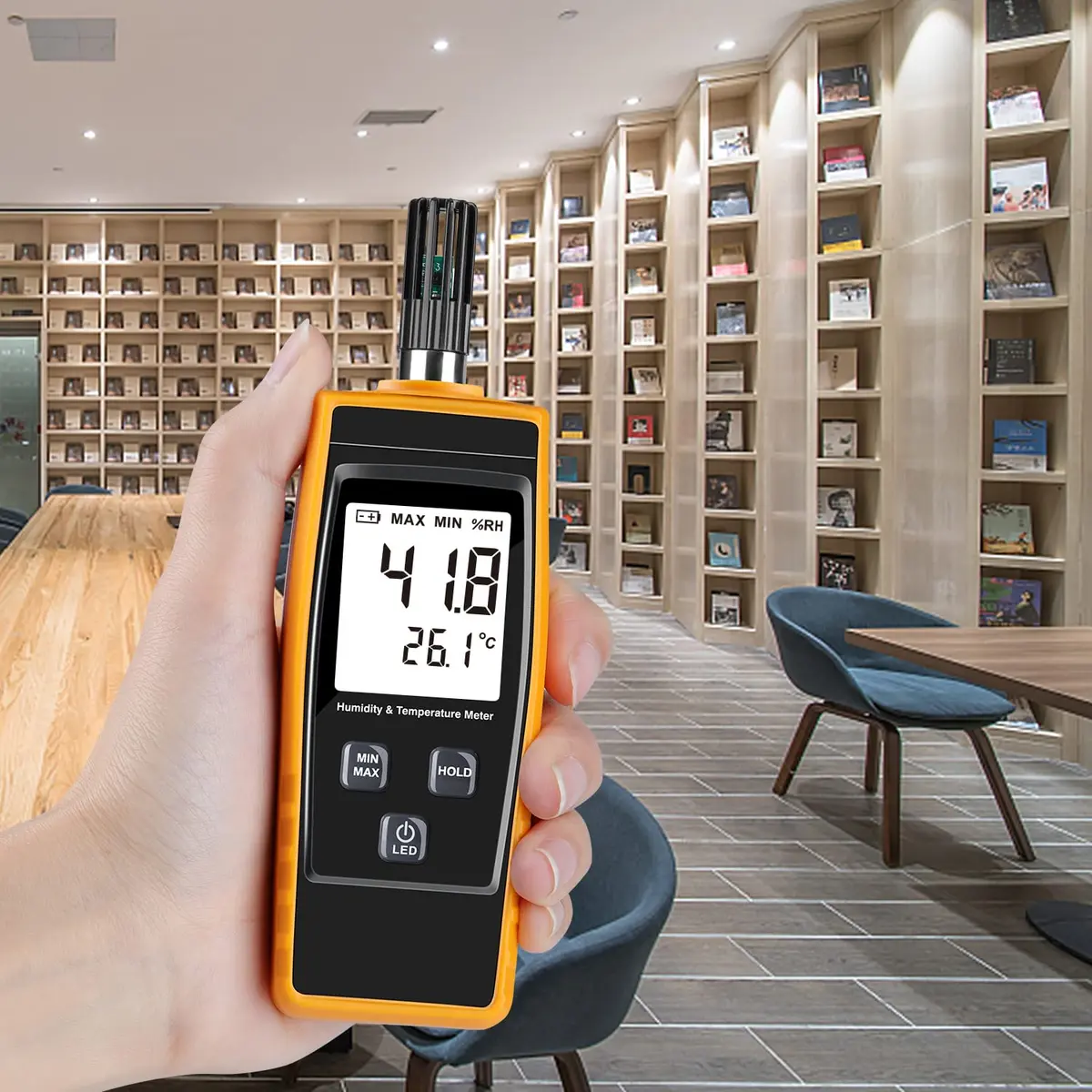 XRCLIF Handheld Humidity Meter Digital Hygrometer Thermometer 0-100% RH / -30-60°C (-22-140°F) LCD Display Backlight Moisture Tester Gauge | Dual Display - view 7