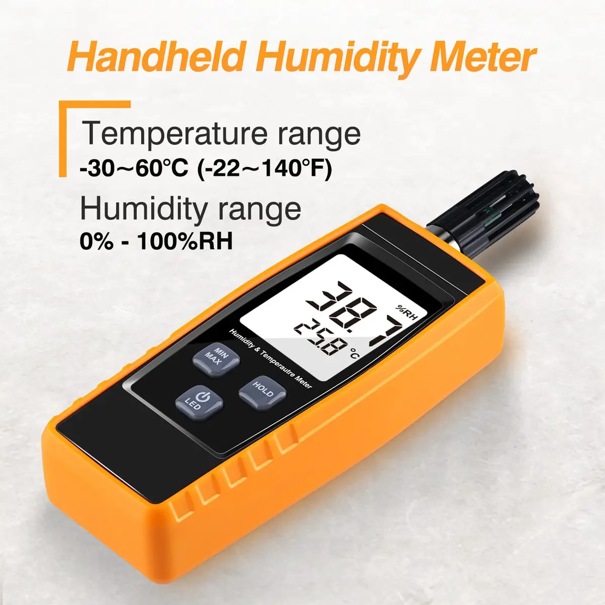 XRCLIF Handheld Humidity Meter Digital Hygrometer Thermometer 0-100% RH / -30-60°C (-22-140°F) LCD Display Backlight Moisture Tester Gauge | Dual Display - view 2