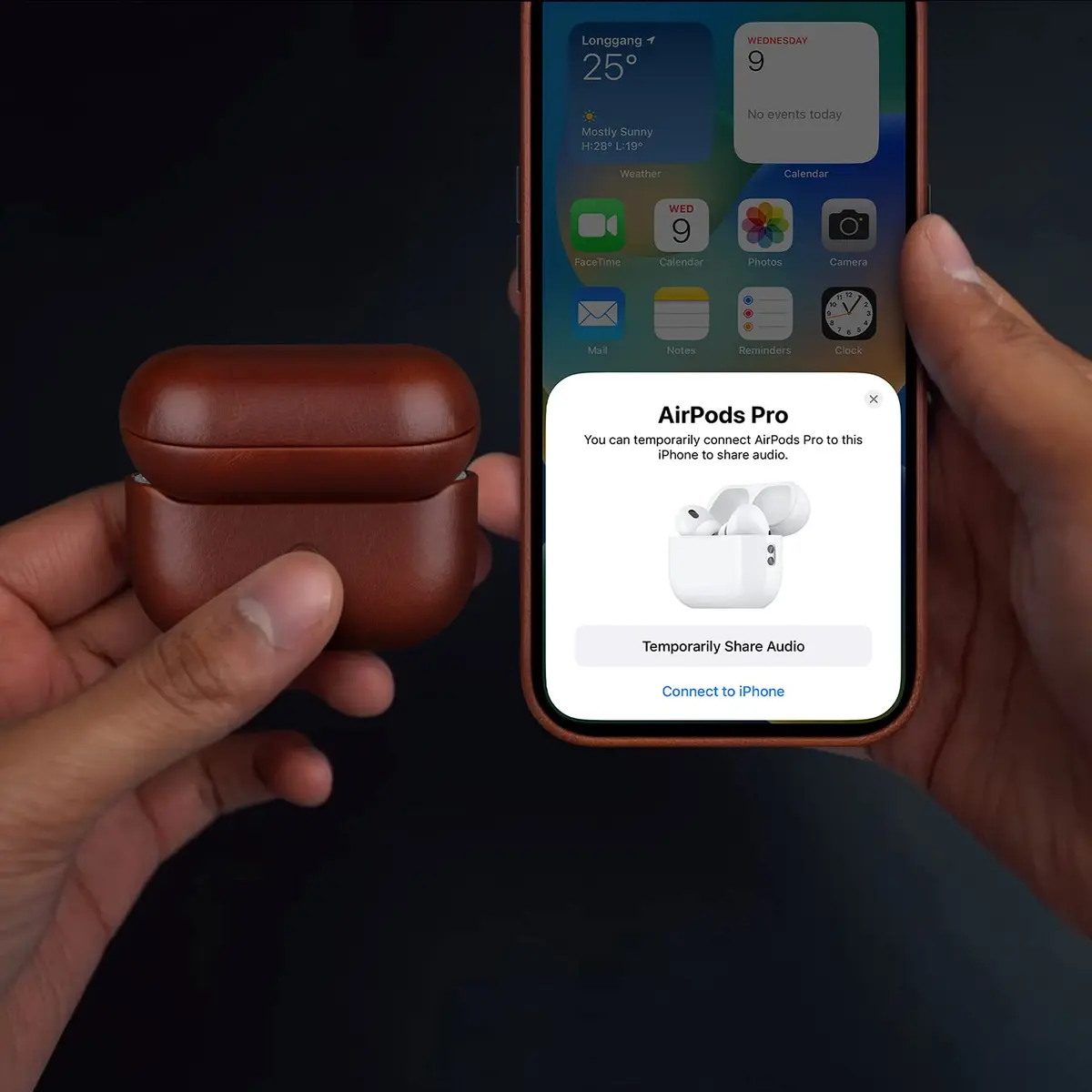 Maogoam Genuine Veg-Tanned Leather Case Cover for Apple AirPods Pro 2/1 | Vintage Patina & MagSafe Compatibility - view 2