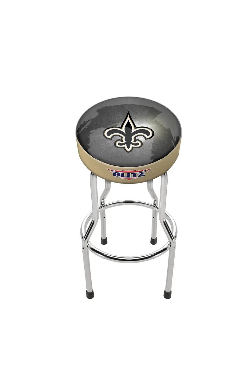 ARCADE1UP NFL Blitz Pub Stool (New Orleans Saints) Adjustable | Licensed Fan Seat, Chrome Frame, 19x13.5x29.5 inches - view 4