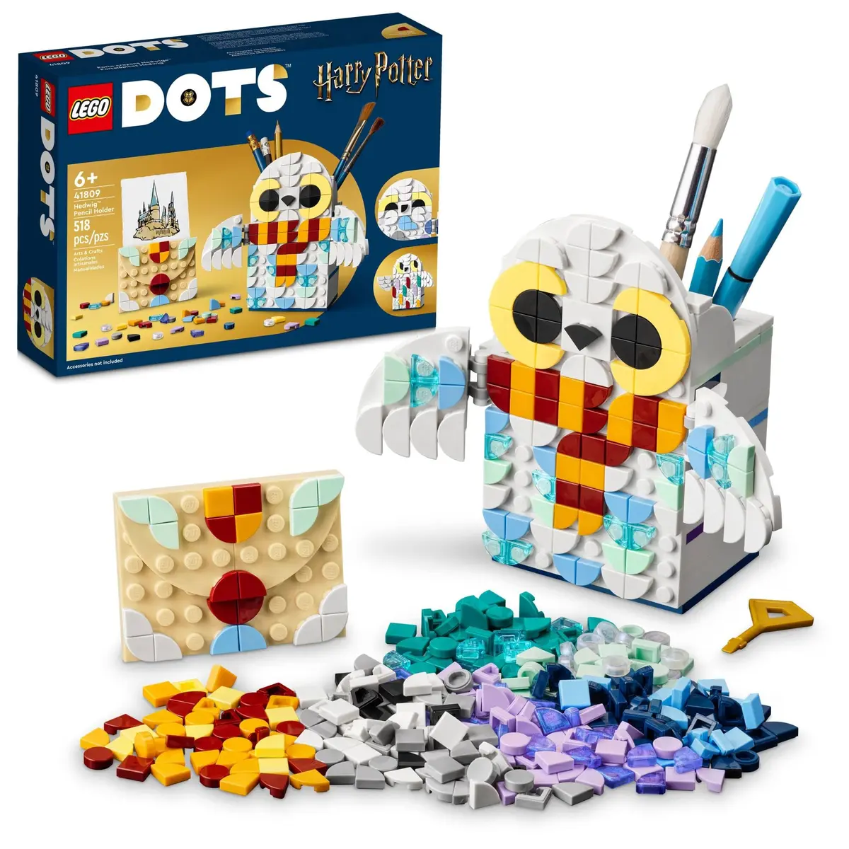 LEGO DOTS Harry Potter Hedwig Pencil Holder 41809 | Creative Craft Set for Kids 6+ - main product image