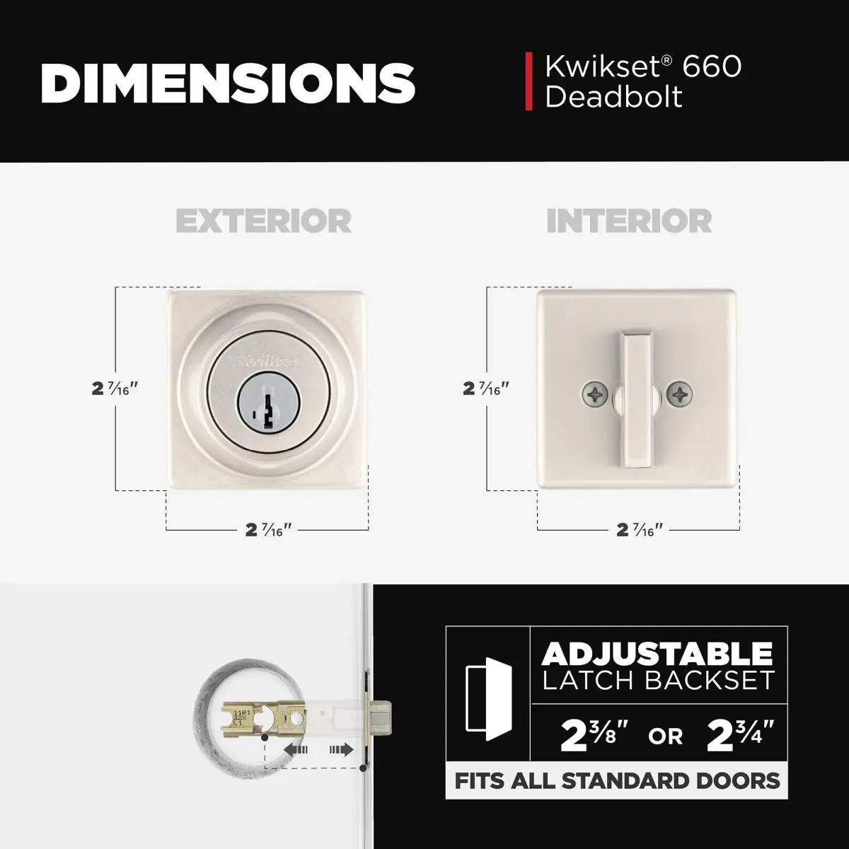 Kwikset 660 Satin Nickel Single Cylinder Deadbolt with SmartKey Lock - view 4
