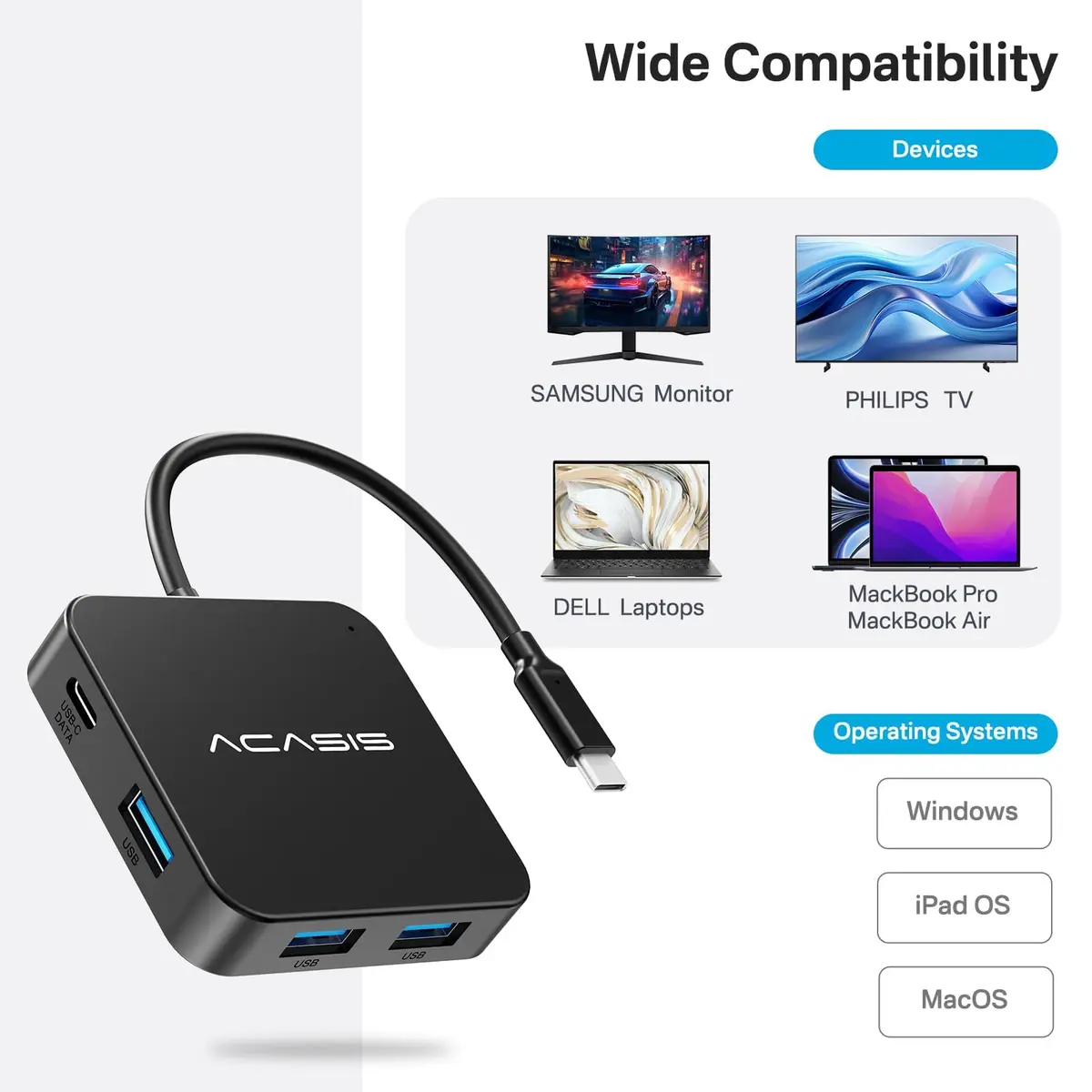 ACASIS USB C Hub 10Gbps | 6-in-1 Multiport Adapter with 4K60Hz HDMI & 100W PD - view 6