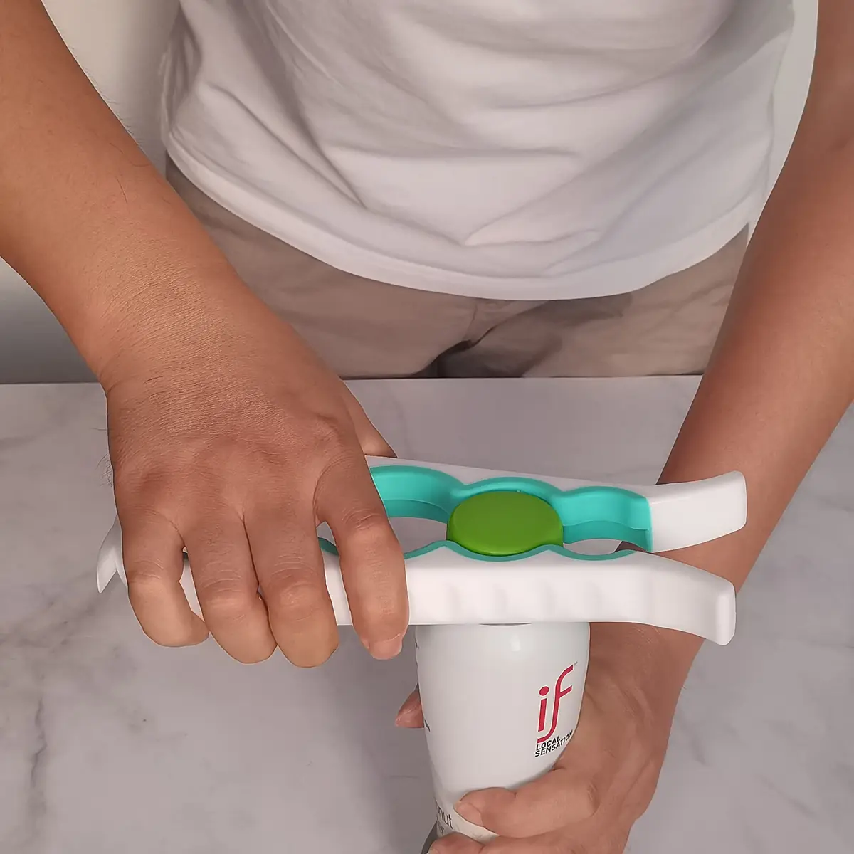 Otstar Jar Opener Bottle & Can Opener for Weak Hands | Effortless Lid Removal (White & Cyan) - view 6