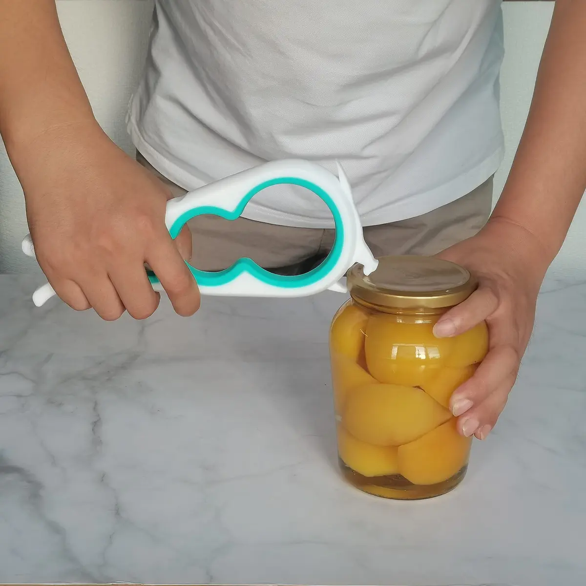 Otstar Jar Opener Bottle & Can Opener for Weak Hands | Effortless Lid Removal (White & Cyan) - view 3