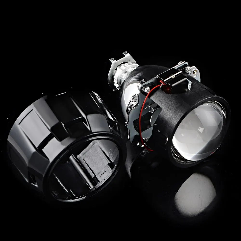 Astra Depot 2.5 inch H1 Bi-Xenon Front Lamp Projector Lens | Chrome Housing, Clear Lens, 2 Pack - view 7