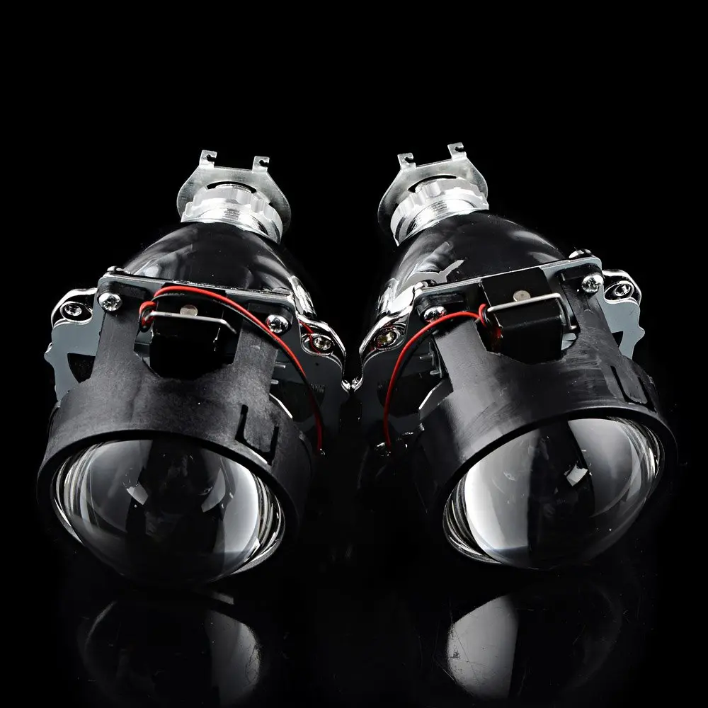 Astra Depot 2.5 inch H1 Bi-Xenon Front Lamp Projector Lens | Chrome Housing, Clear Lens, 2 Pack - view 8