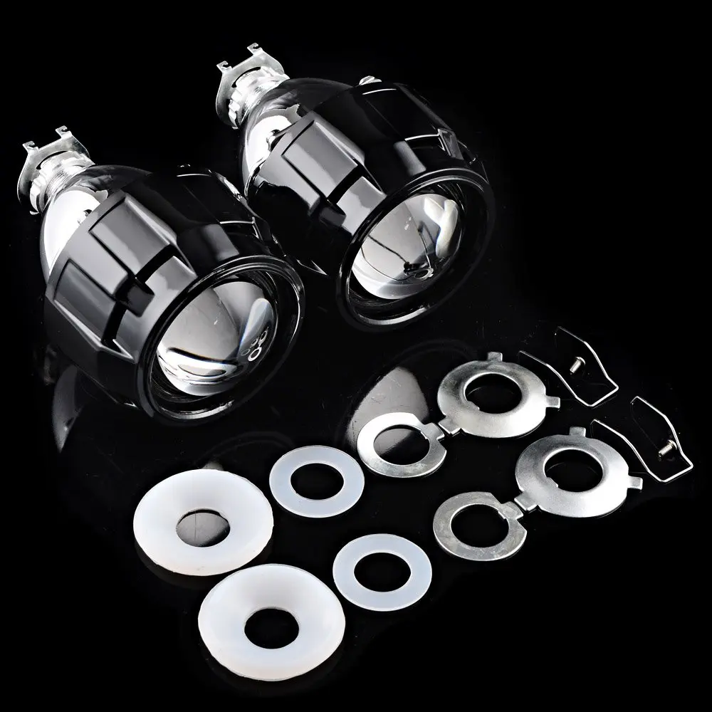 Astra Depot 2.5 inch H1 Bi-Xenon Front Lamp Projector Lens | Chrome Housing, Clear Lens, 2 Pack - view 9