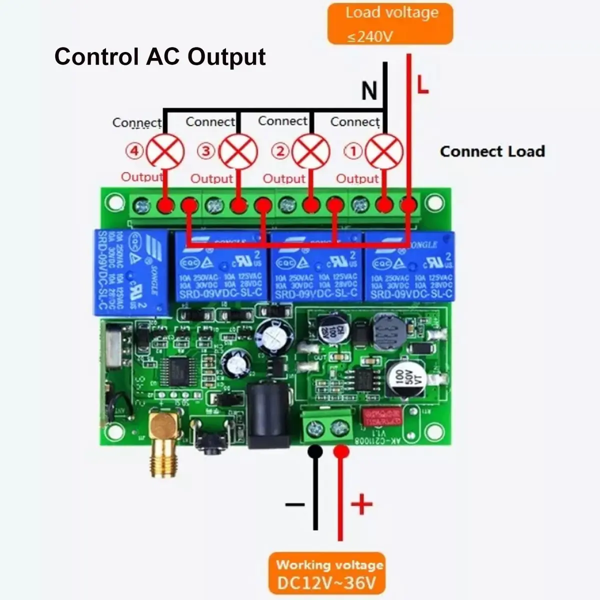 Kaleinavi Wireless Remote Control 4-Channel 12V-36V | Industrial RF Switch with 6 Modes - view 7