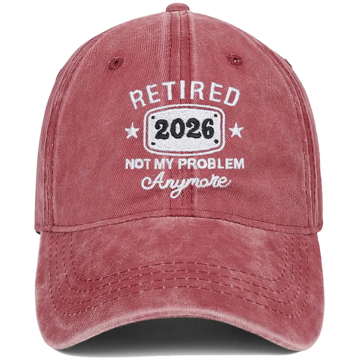 IORTY RTTY Retirement Hat Not My Problem Anymore Baseball Cap Red | Embroidered Denim, Adjustable, Unisex - main product image