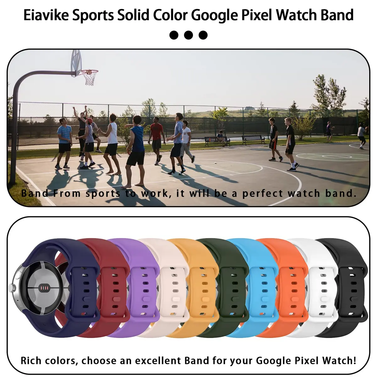 Eiavike Silicone Band Compatible with Google Pixel Watch 41mm | Breathable, Soft, Durable Sport Replacement Strap - view 7
