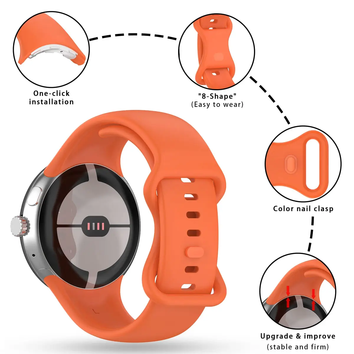 Eiavike Silicone Band Compatible with Google Pixel Watch 41mm | Breathable, Soft, Durable Sport Replacement Strap - view 2