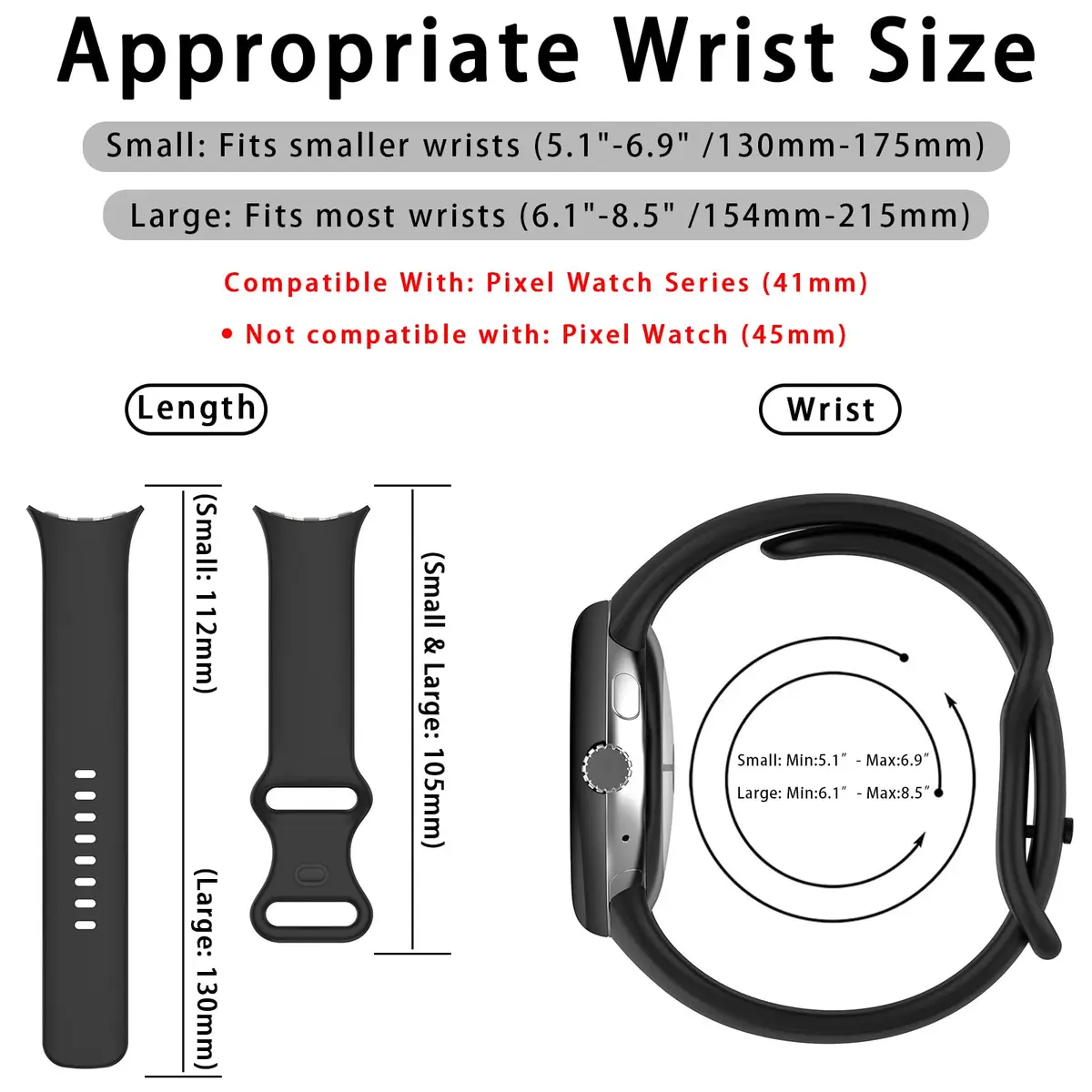 Eiavike Silicone Watch Band for Google Pixel Watch 41mm | Breathable & Durable Replacement Strap - view 6