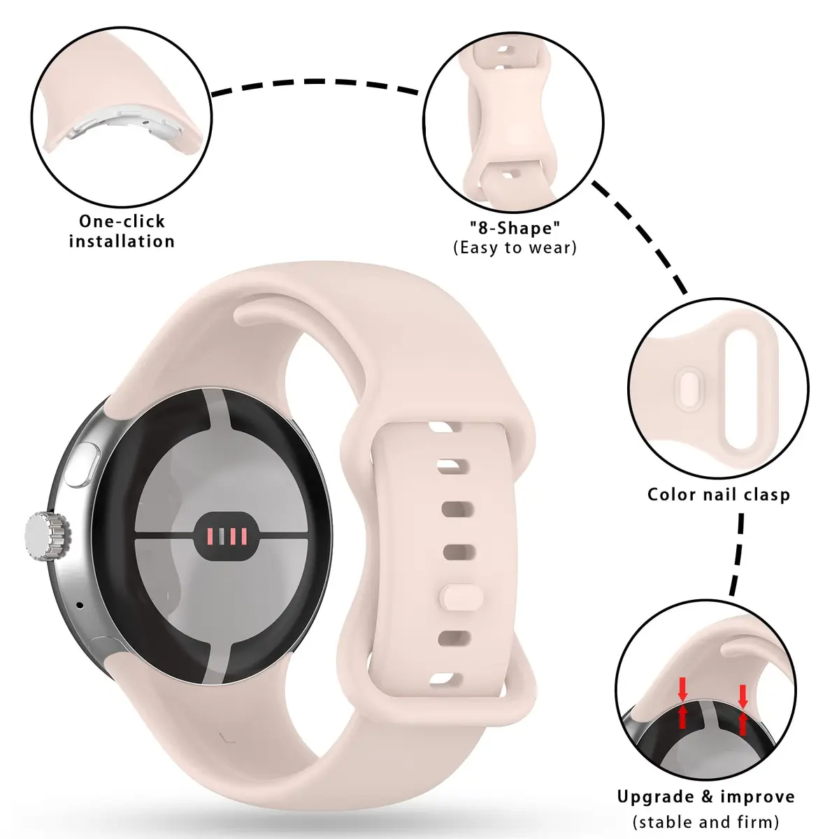 Eiavike Silicone Watch Band for Google Pixel Watch 41mm | Breathable & Durable Replacement Strap - view 2