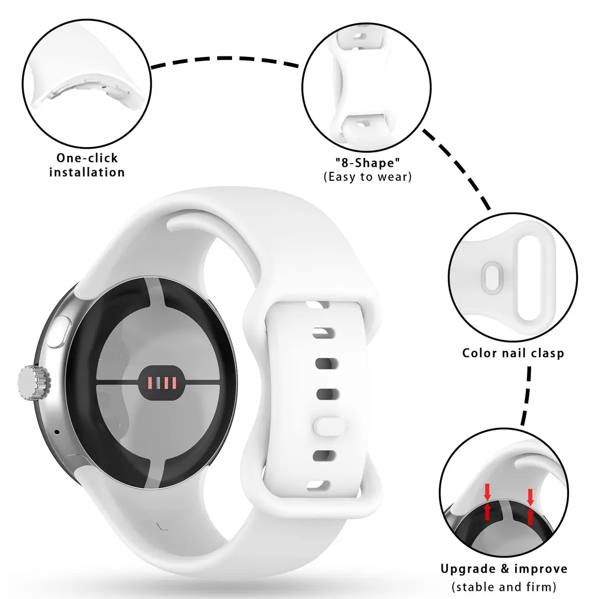 Eiavike Google Pixel Watch 41mm Silicone Band | Breathable, Soft & Durable (41mm) - view 2