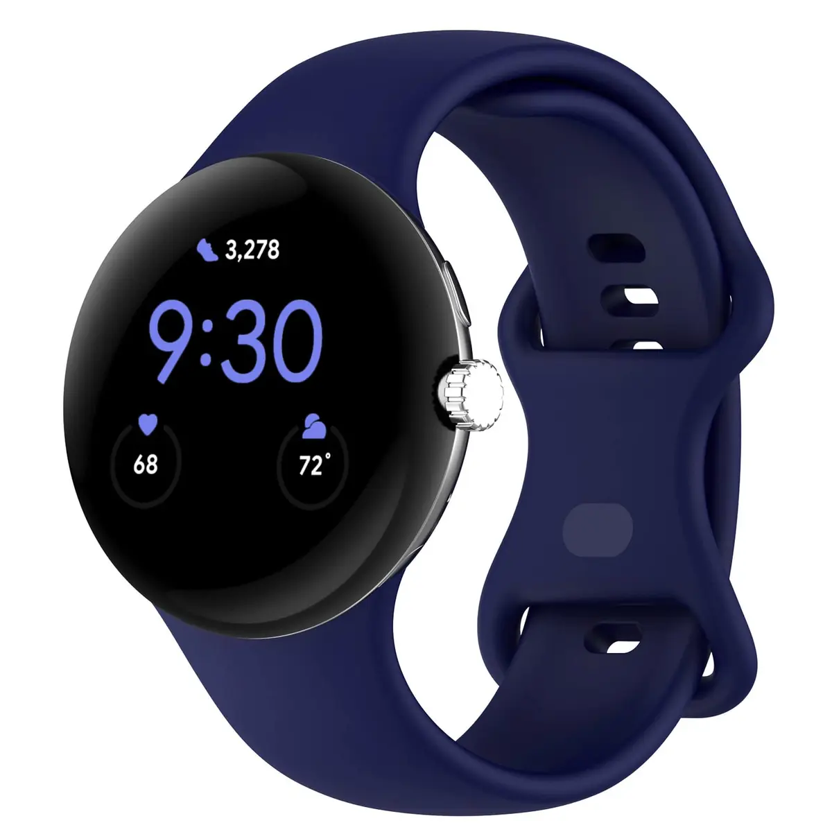 Eiavike Silicone Band for Google Pixel Watch 41mm (Large, Navy Blue) | Breathable & Durable Replacement Strap - main product image