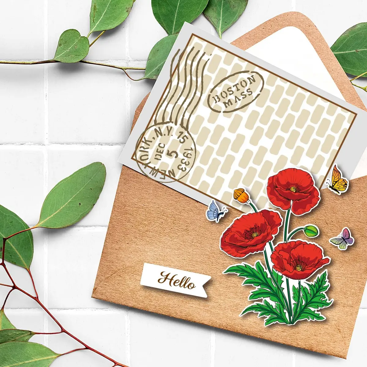 ORIGACH Realistic Corn Poppy Stamps & Dies & Layering Coloring Stencil Set | Crafting Kit for Scrapbooking & Card Making - view 4