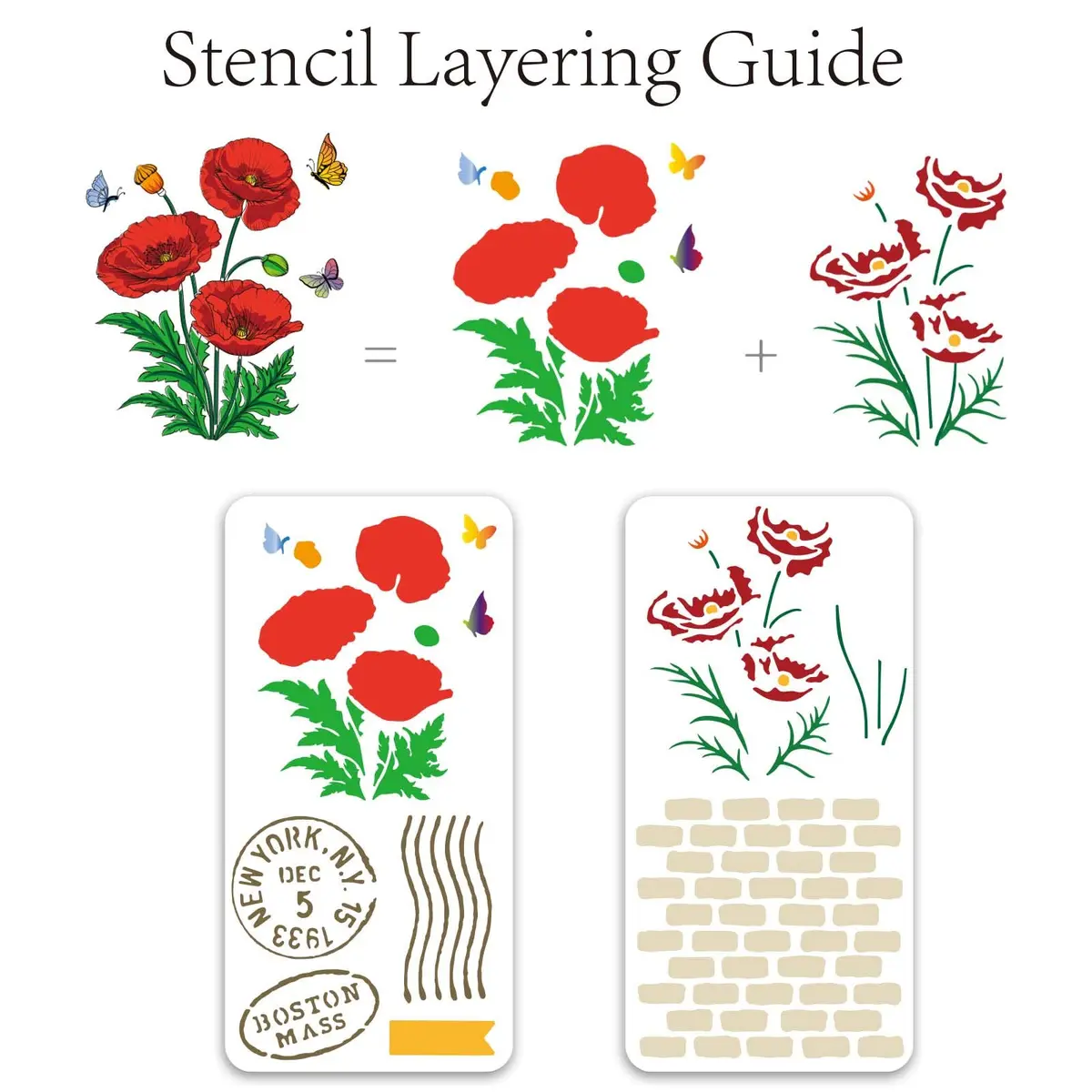 ORIGACH Realistic Corn Poppy Stamps & Dies & Layering Coloring Stencil Set | Crafting Kit for Scrapbooking & Card Making - view 3