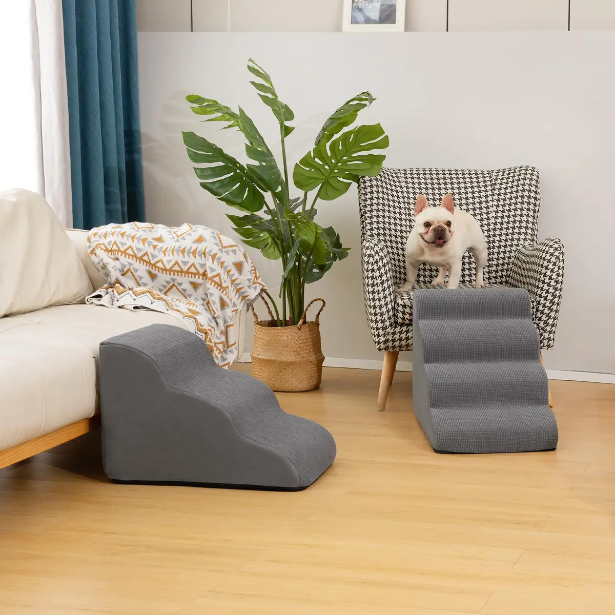 aodisman Dog Stairs for Small Dogs and Cats | 3-Step Pet Ramp for Bed & Couch with Non-Slip Design - view 7