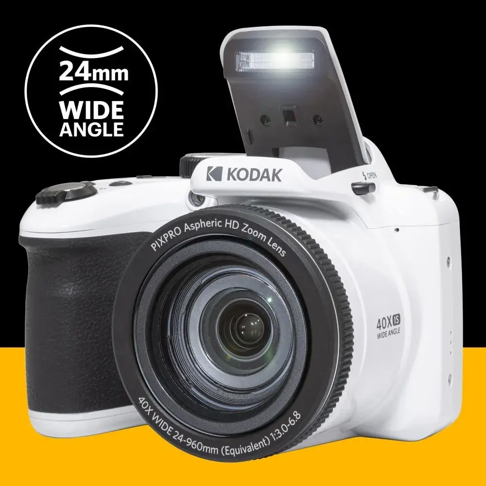 KODAK PIXPRO AZ405 20MP Digital Camera, 40x Optical Zoom, 24mm Wide Angle, 1080p HD Video, White | Travel-Ready Bridge Camera - view 6