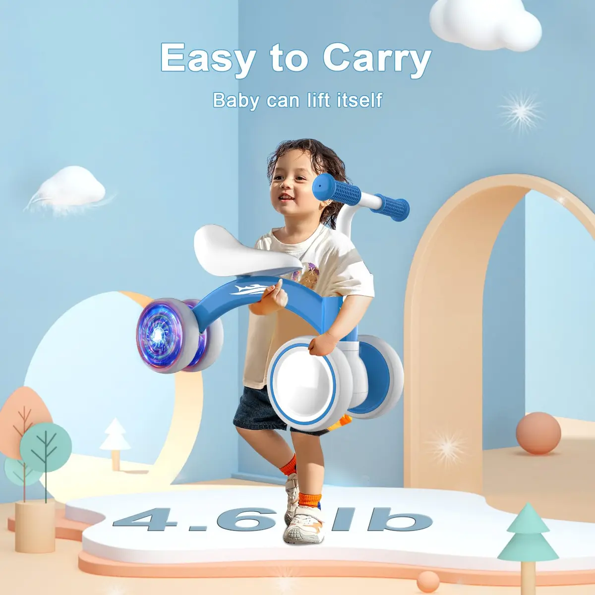 Gamfeiny Colorful Lighting Baby Balance Bike | 10-36 Months Toddler First Riding Toy - view 6