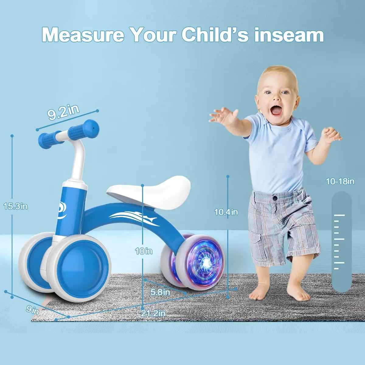 Gamfeiny Colorful Lighting Baby Balance Bike | 10-36 Months Toddler First Riding Toy - view 2