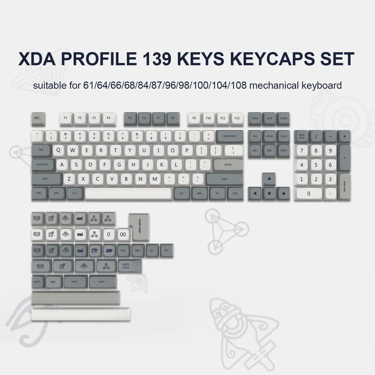 dagaladoo Retro PBT keycaps Set, XDA Profile Keyboard Keycaps | Durable Dye-Sublimation, Compatible with Most Mechanical Keyboards - view 2