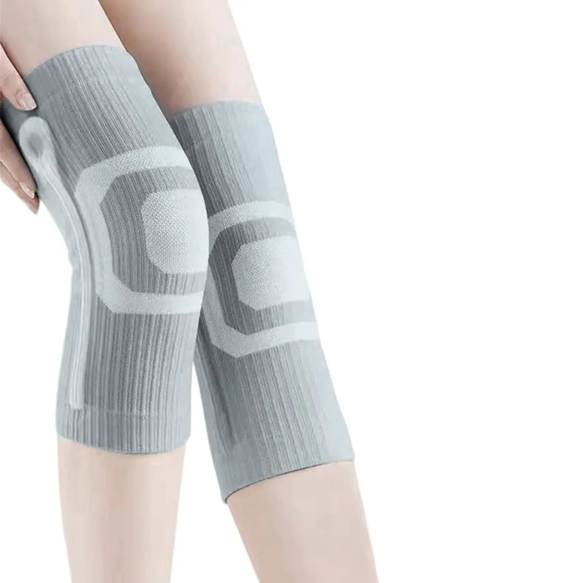 JUMISEE X Gray Knee Sleeves with Silicone Gel Spring Support, Medium (1 Pair) - view 2