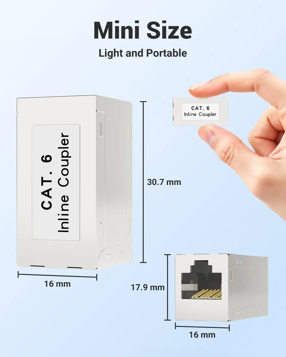 VCELINK RJ45 Shielded Coupler, CAT6 Ethernet Extender, 2-Pack | 1Gbps High-Speed Transmission - view 6