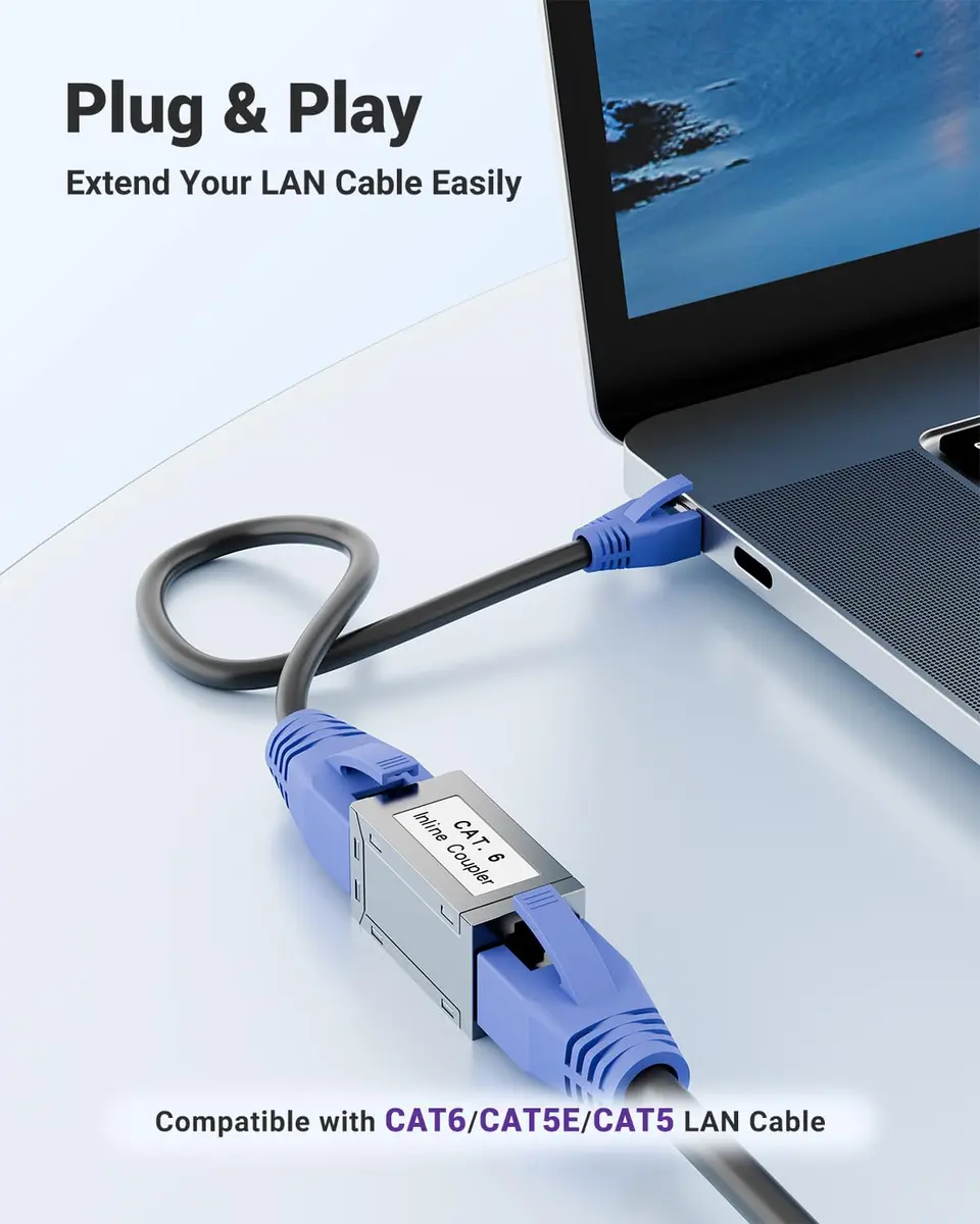 VCELINK RJ45 Shielded Coupler, CAT6 Ethernet Extender, 2-Pack | 1Gbps High-Speed Transmission - view 4
