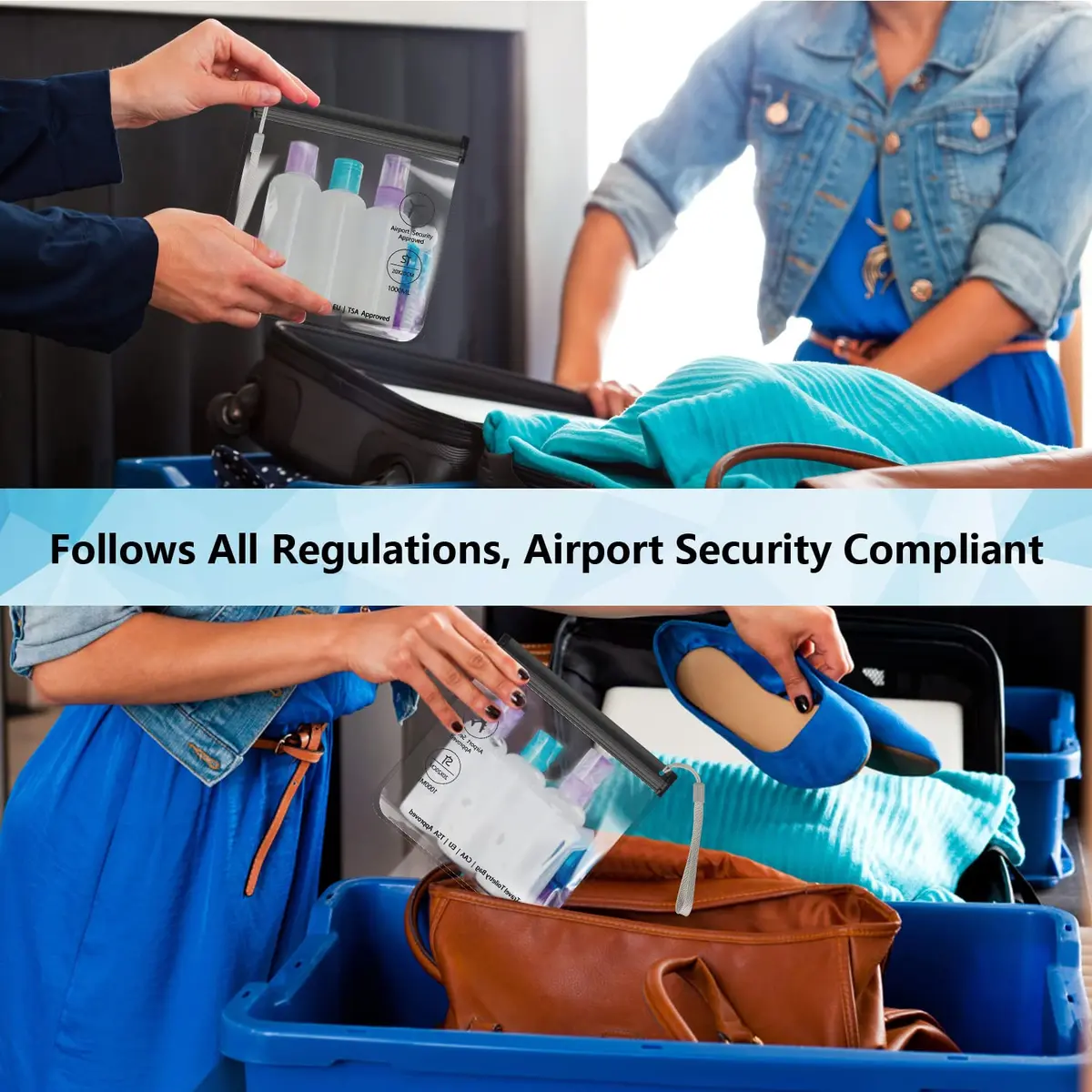 SLIJAR 4Pcs Clear TSA Approved Security Toiletry Bag Quart Size (Black) | Leakproof & Compliant - view 5