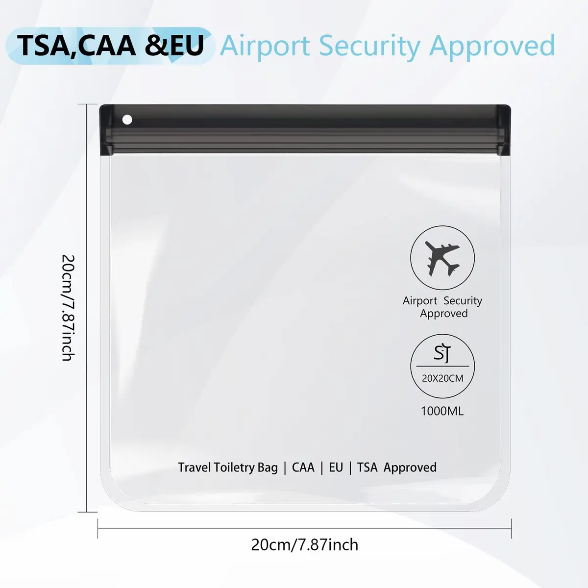 SLIJAR 4Pcs Clear TSA Approved Security Toiletry Bag Quart Size (Black) | Leakproof & Compliant - view 2