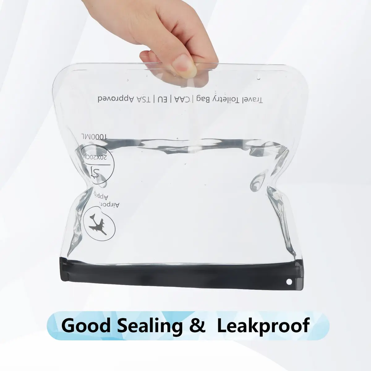 SLIJAR 4Pcs Clear TSA Approved Security Toiletry Bag Quart Size (Black) | Leakproof & Compliant - view 3