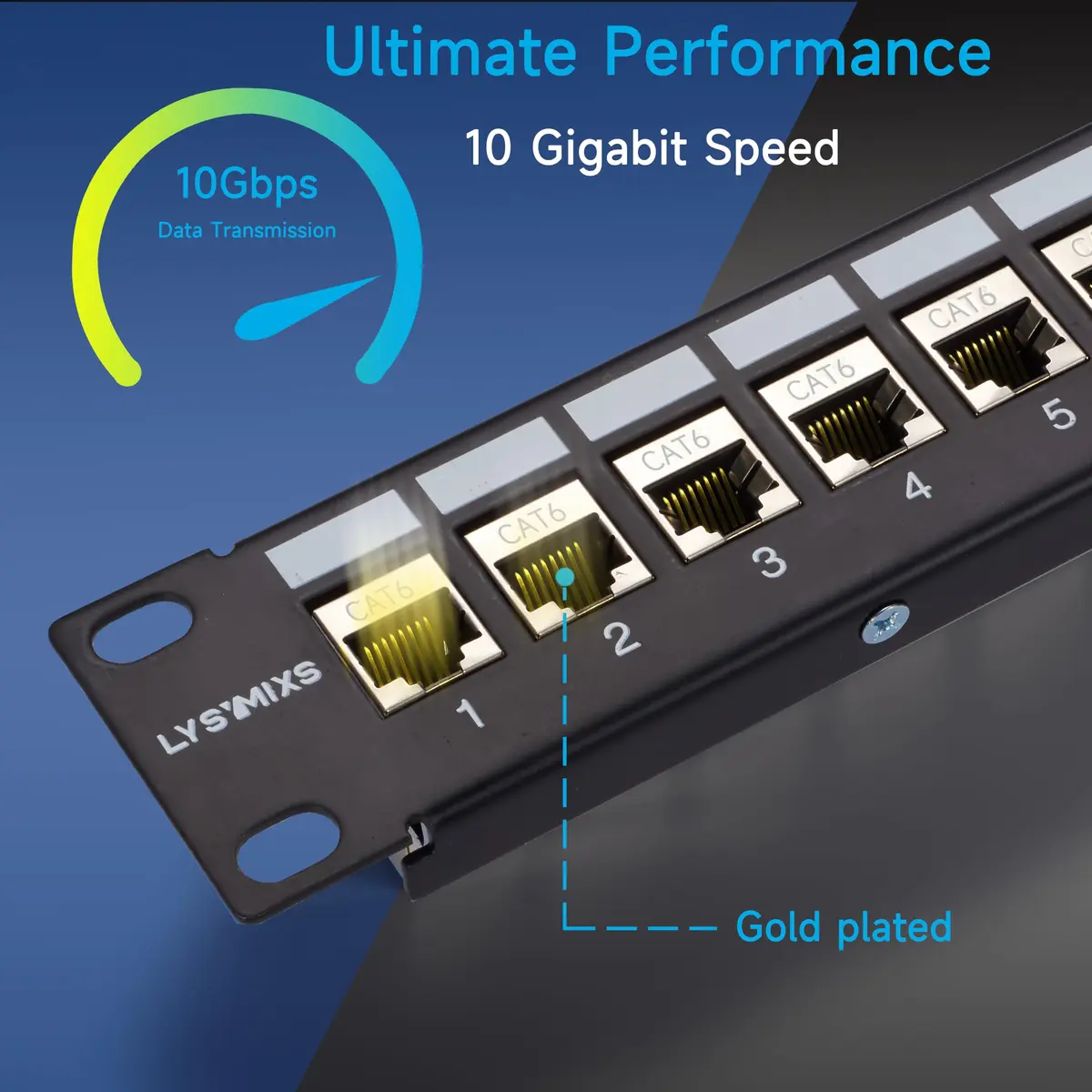 Lysymixs 24 Port STP Cat 6 Patch Panel 19 Inch Rack Mountable | 10 Gigabit Speed Transmission - view 2