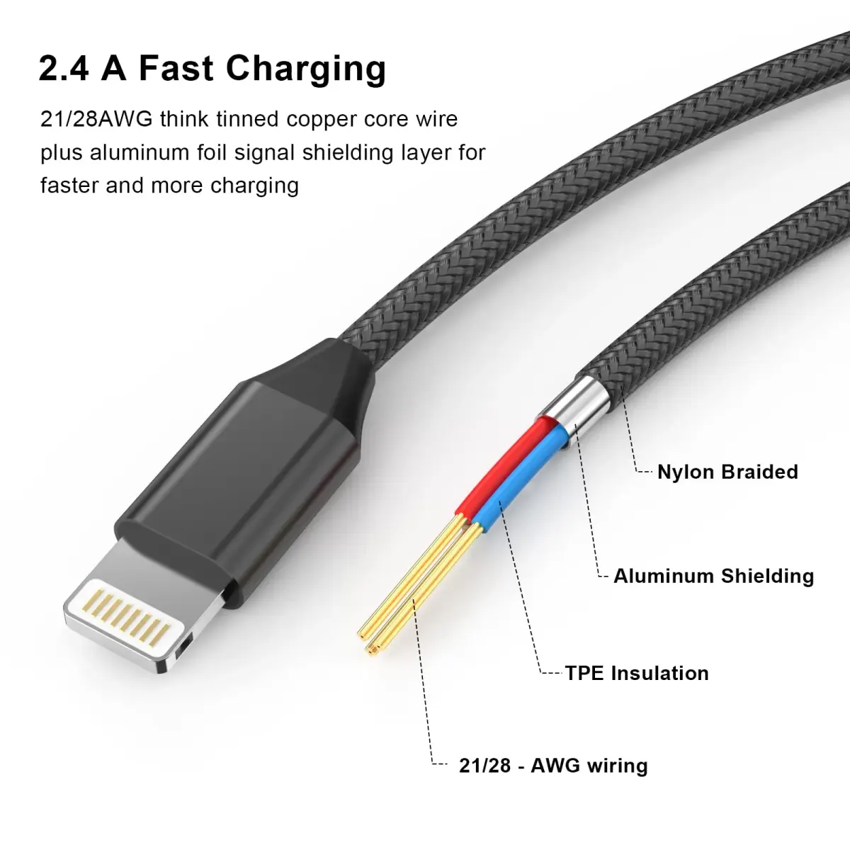 DESOFICON MFi Certified Lightning Extension Cable 1M (3.3FT) | Passes Video, Data, Audio - view 3