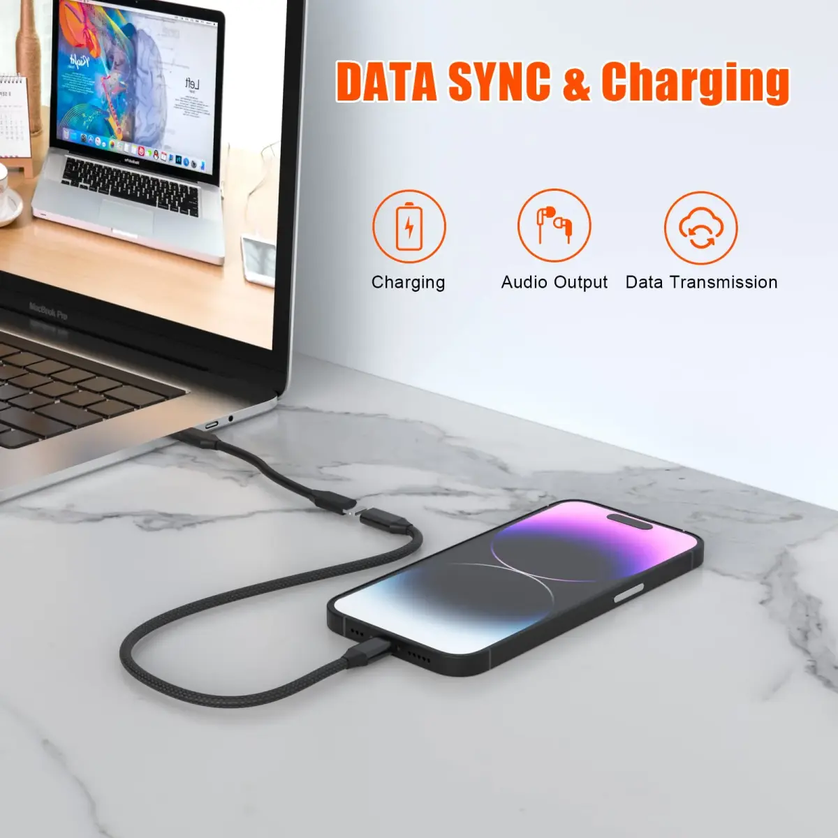 DESOFICON MFi Certified Lightning Extension Cable 1M (3.3FT) | Passes Video, Data, Audio - view 4