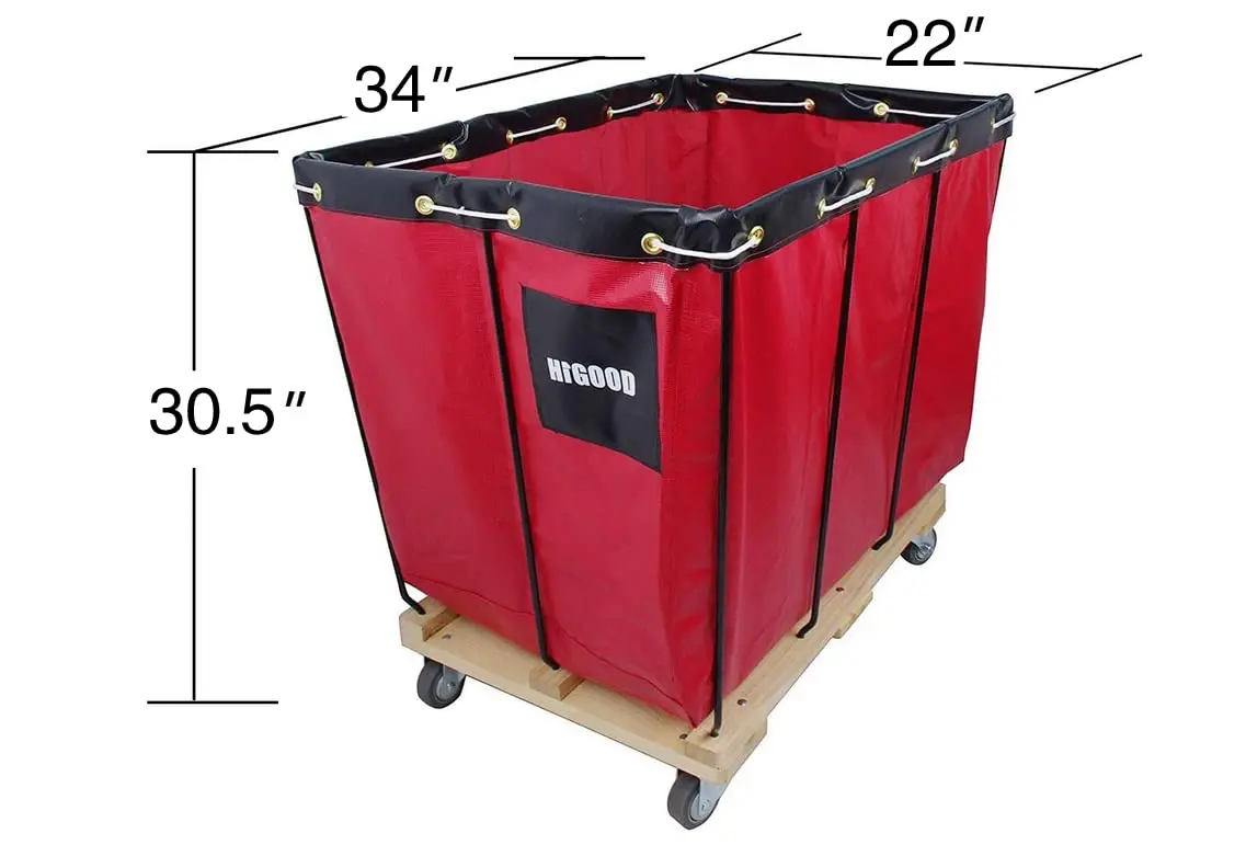 HIGOOD Vinyl Basket Truck, Service Cart Red 8 Bushel | Heavy-Duty Industrial Material Transport - view 2