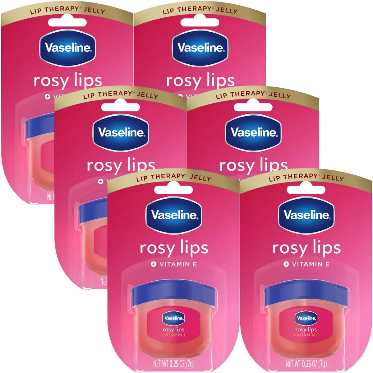 Vaseline Lip Therapy Rosy Lips Tinted Lip Balm - 0.25 oz Pack of 6 - main product image
