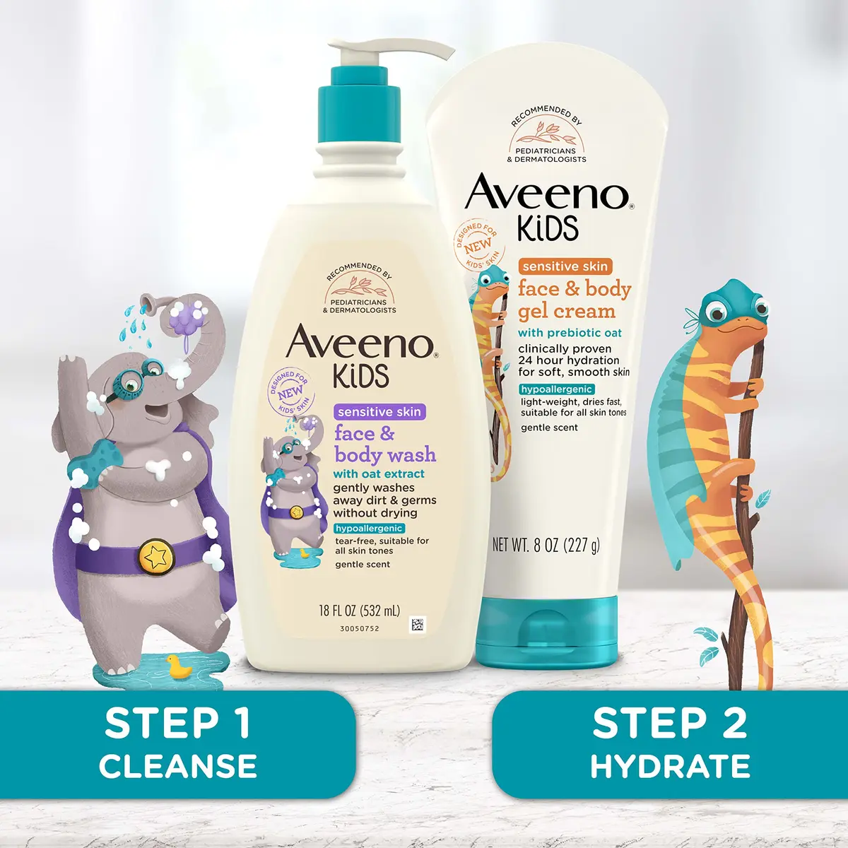 Aveeno Baby Kids Sensitive Skin Face & Body Gel Cream 237ml (8 oz) | Hypoallergenic & 24-Hour Hydration - view 4