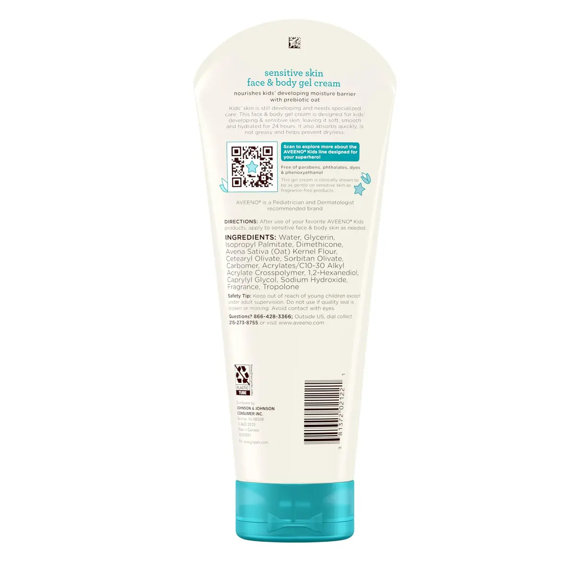 Aveeno Baby Kids Sensitive Skin Face & Body Gel Cream 237ml (8 oz) | Hypoallergenic & 24-Hour Hydration - view 8