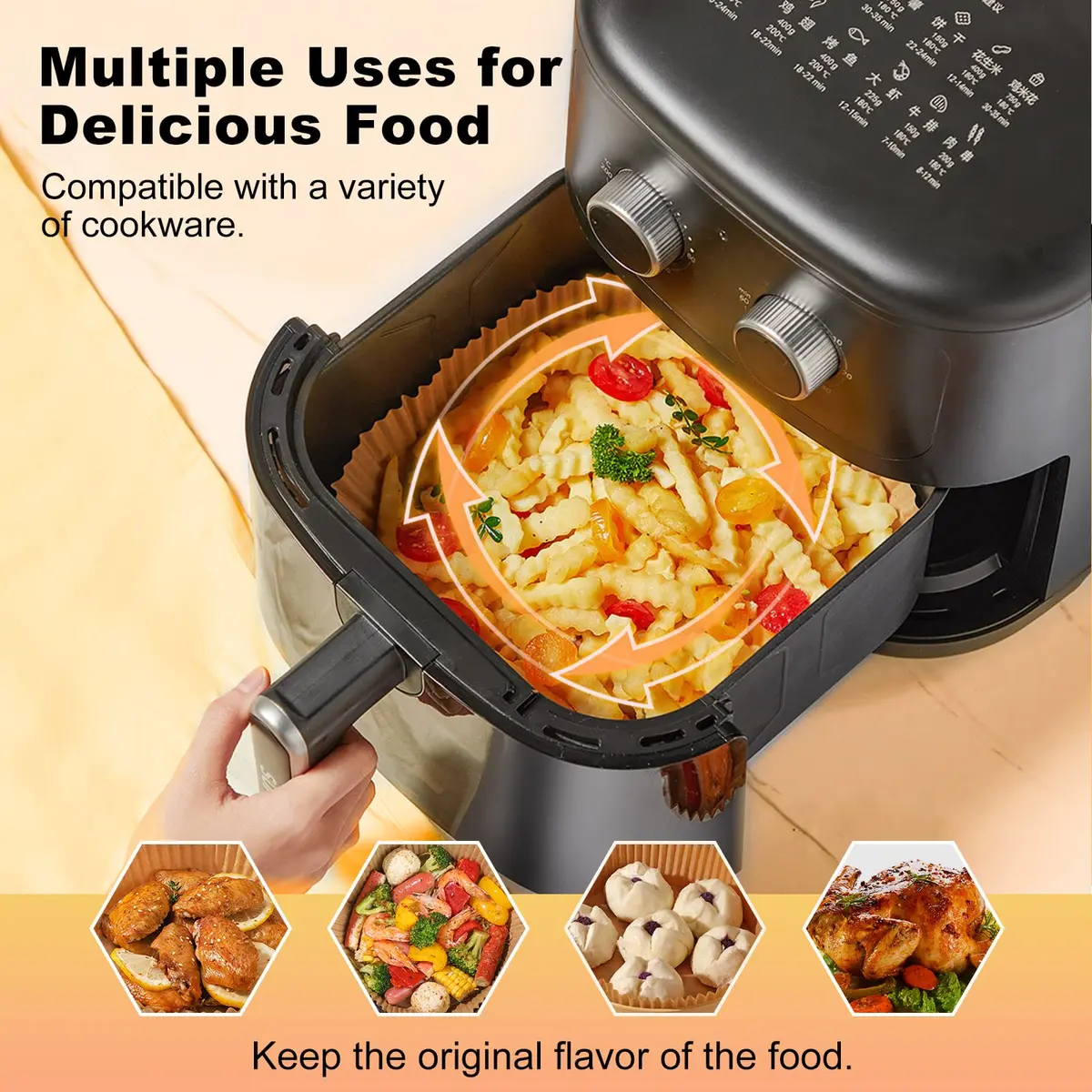 ctizne Air Fryer Liners Disposable 9IN Round | Oil Proof & Non-Stick for 8-10QT - view 7