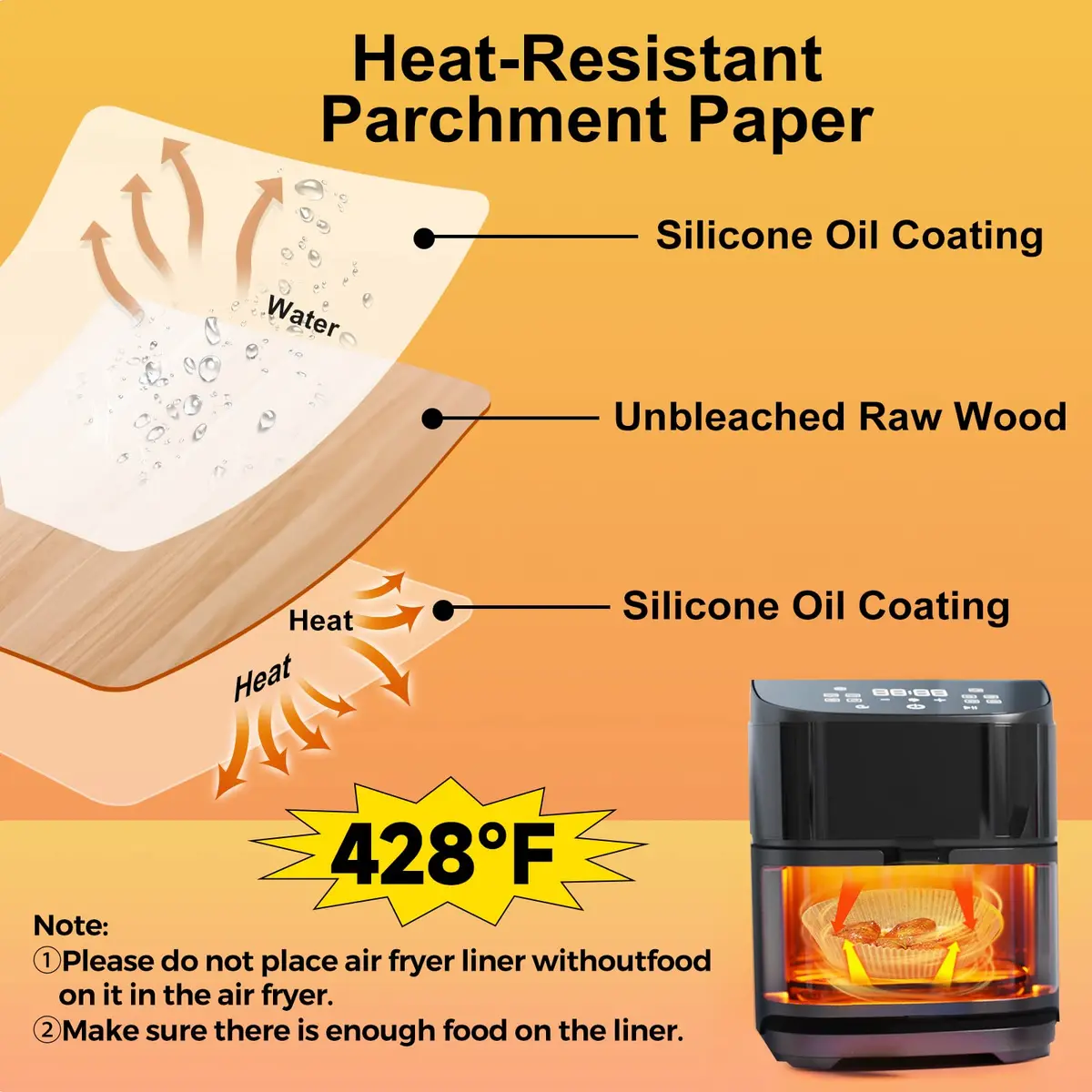 ctizne Air Fryer Liners Disposable 9IN Round | Oil Proof & Non-Stick for 8-10QT - view 4