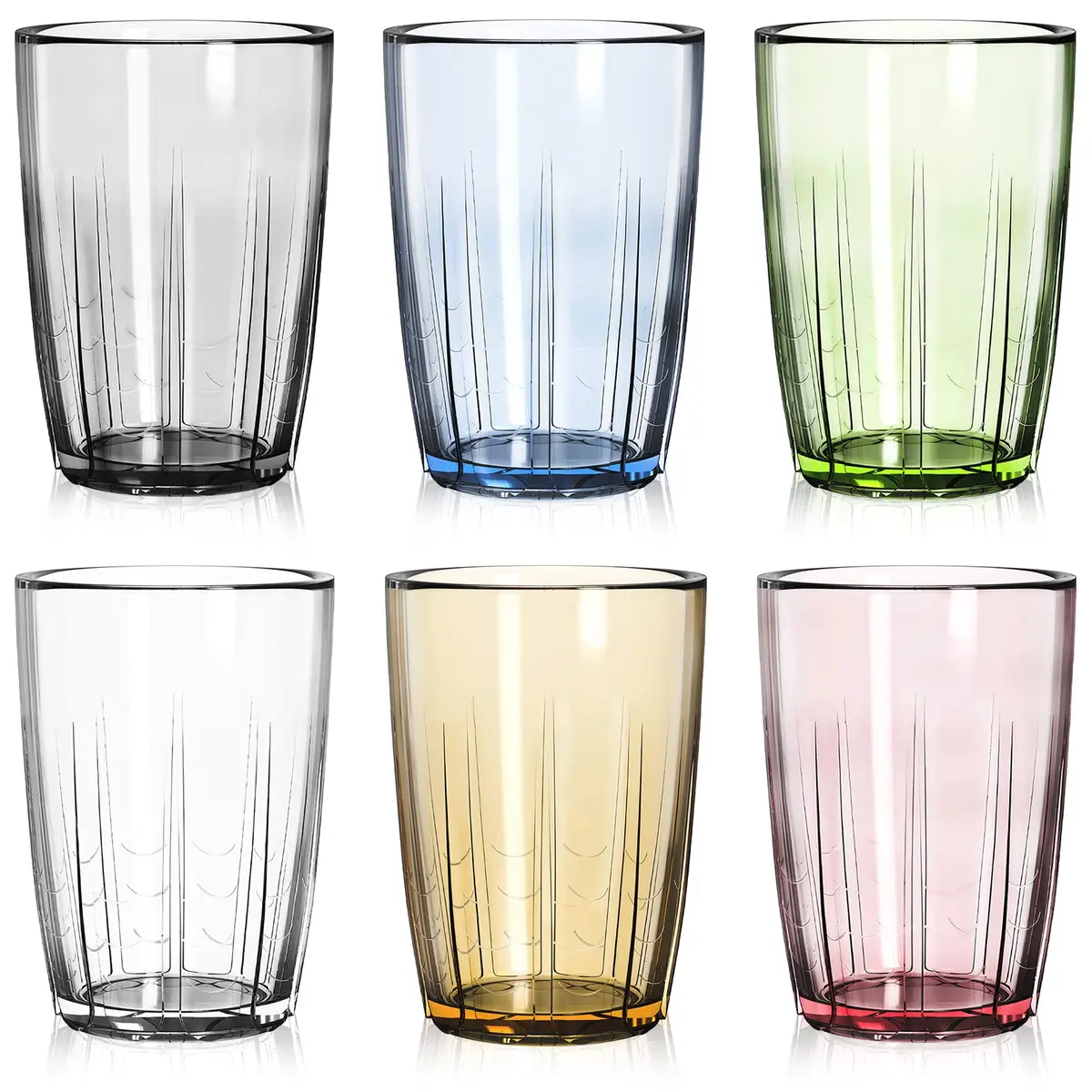 ZEAYEA Set of 6 Acrylic Drinking Cups, 14 oz | Unbreakable, Reusable, Stackable Water Glasses for Indoors & Outdoors - main product image