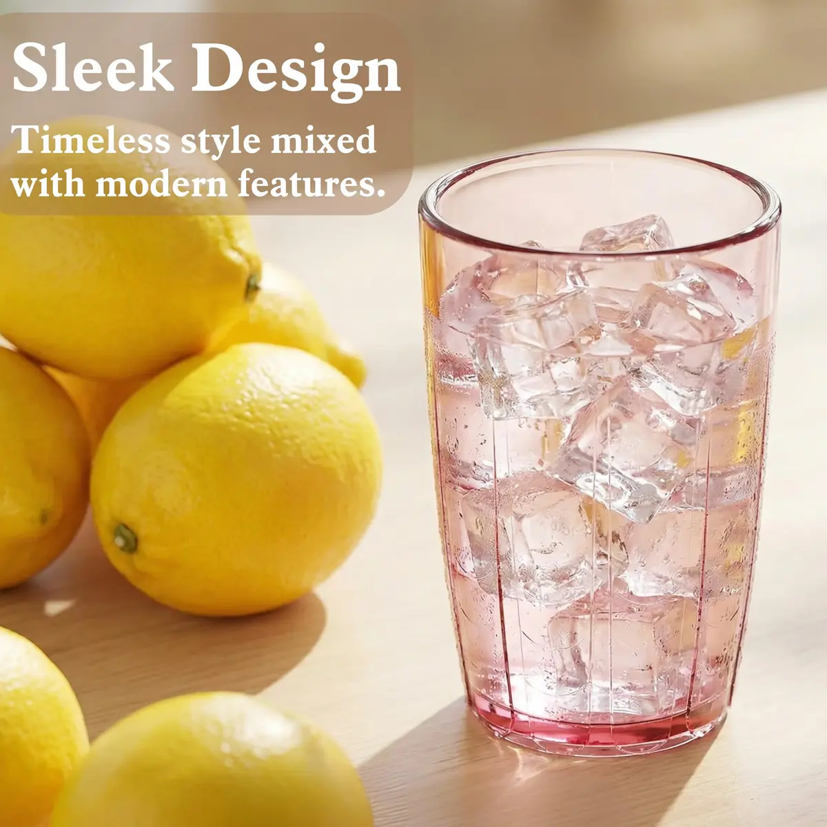 ZEAYEA Set of 6 Acrylic Drinking Cups, 14 oz | Unbreakable, Reusable, Stackable Water Glasses for Indoors & Outdoors - view 5