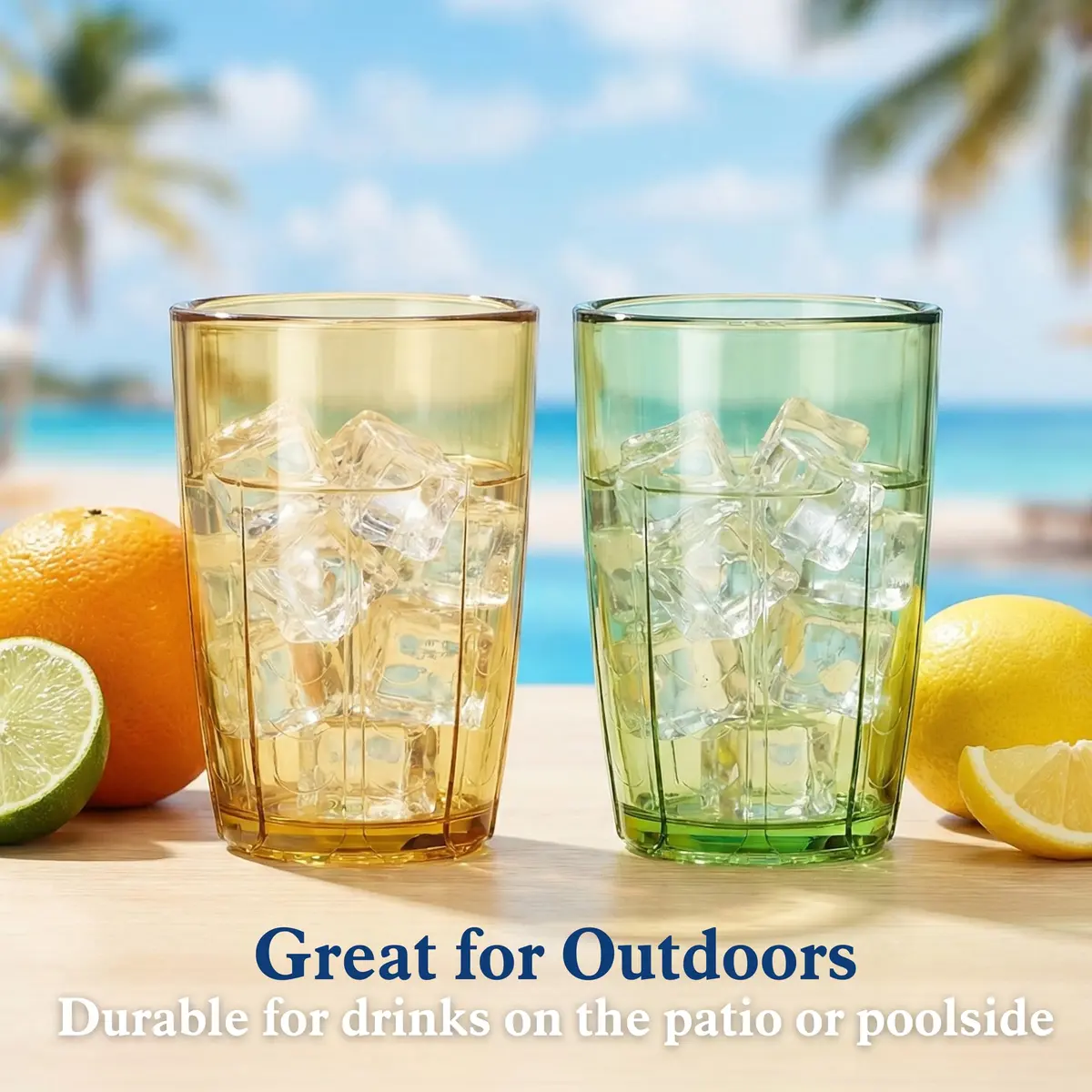 ZEAYEA Set of 6 Acrylic Drinking Cups, 14 oz | Unbreakable, Reusable, Stackable Water Glasses for Indoors & Outdoors - view 7