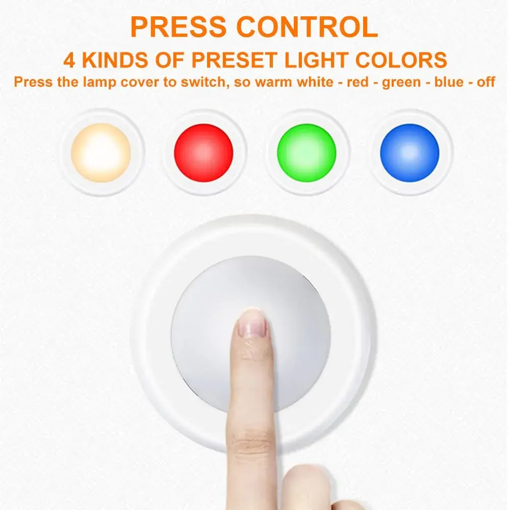 SIXDEFLY Wireless LED Puck Lights 6 Pack, 16 Color Changing, 40mm (1.57in) Diameter, Remote Control, Battery Powered - view 3