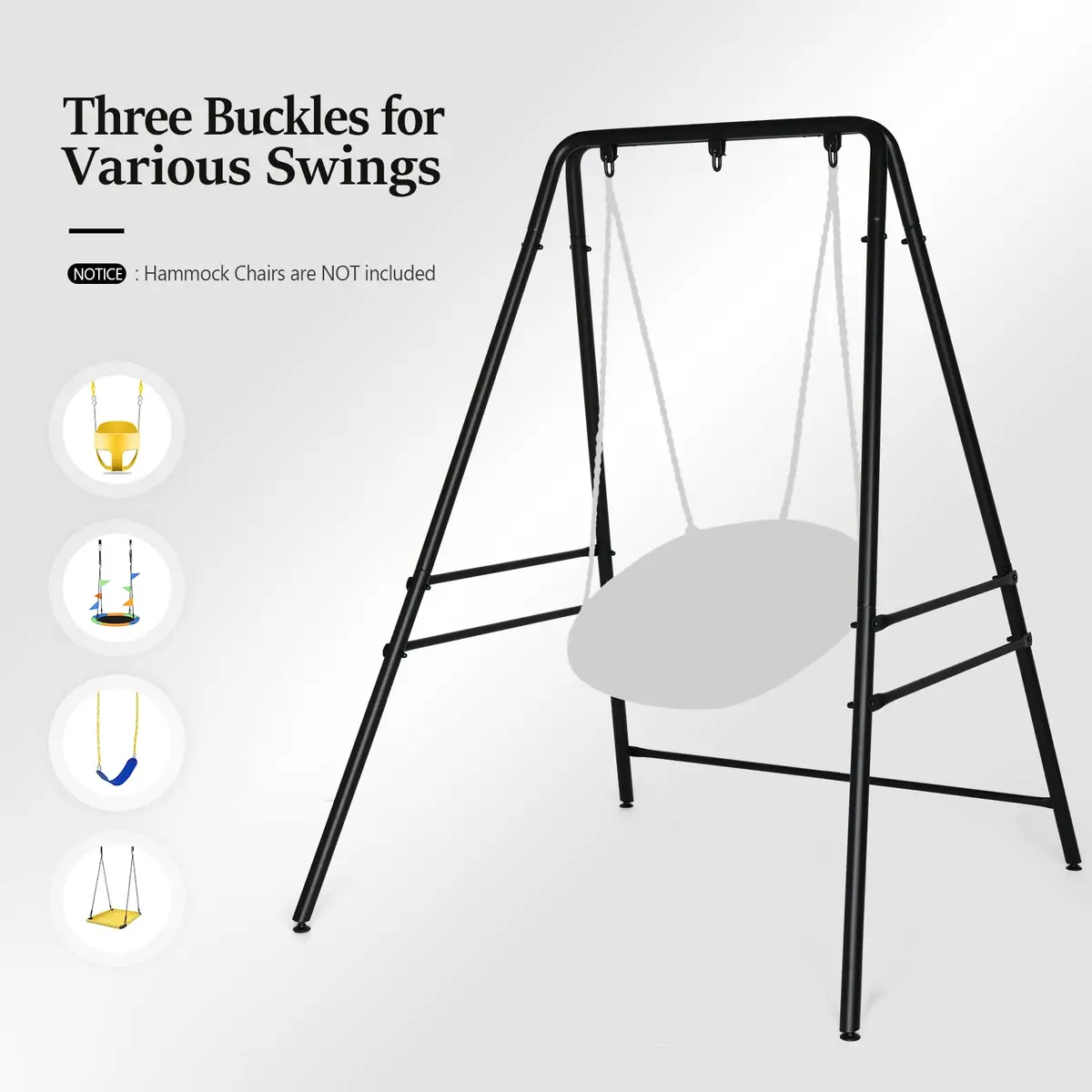 ONCLOUD Upgraded Hammock Chair Stand Metal Swing Frame, Heavy Duty Steel, Black | Indoor & Outdoor Support - view 5