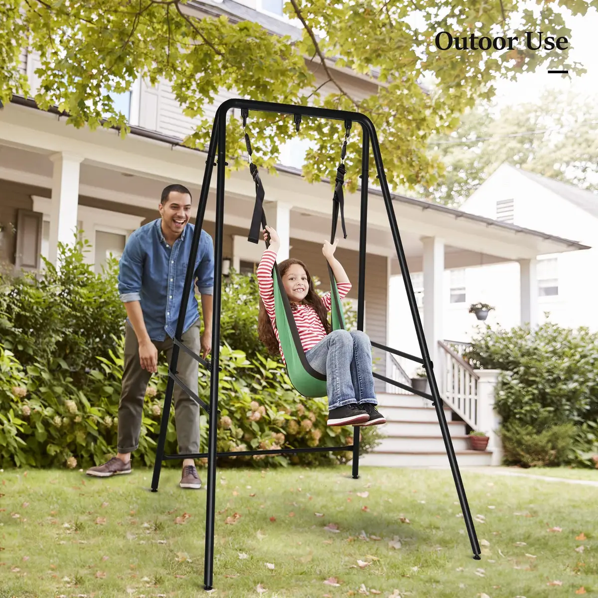 ONCLOUD Upgraded Hammock Chair Stand Metal Swing Frame, Heavy Duty Steel, Black | Indoor & Outdoor Support - view 6