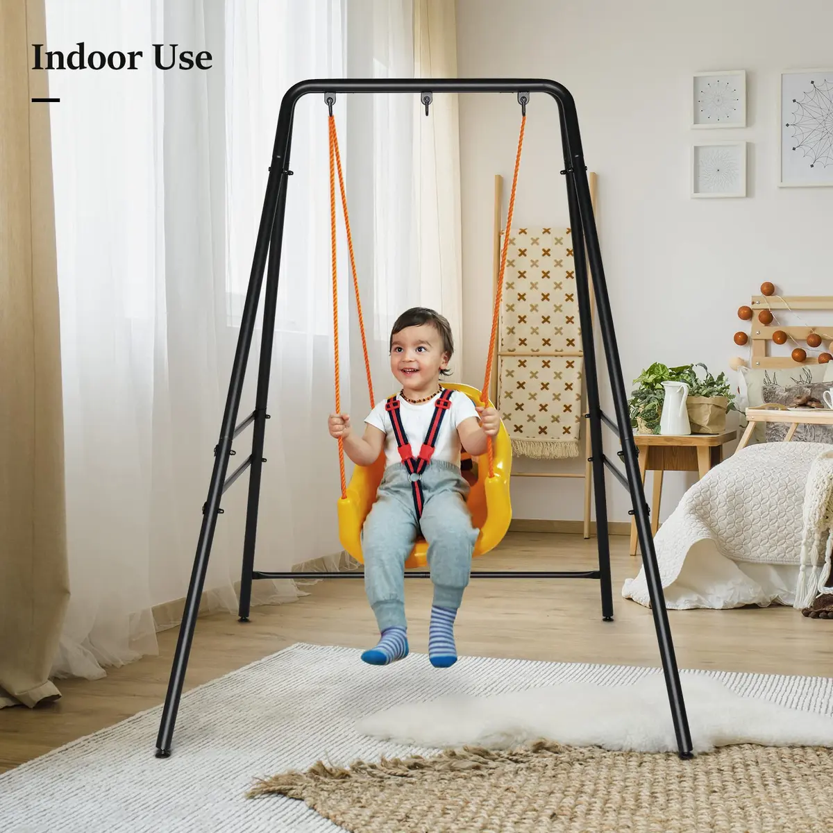 ONCLOUD Upgraded Hammock Chair Stand Metal Swing Frame, Heavy Duty Steel, Black | Indoor & Outdoor Support - view 7