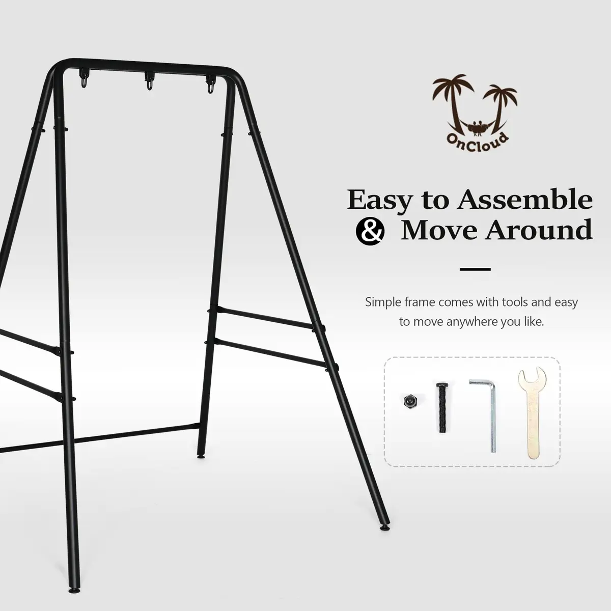 ONCLOUD Upgraded Hammock Chair Stand Metal Swing Frame, Heavy Duty Steel, Black | Indoor & Outdoor Support - view 8